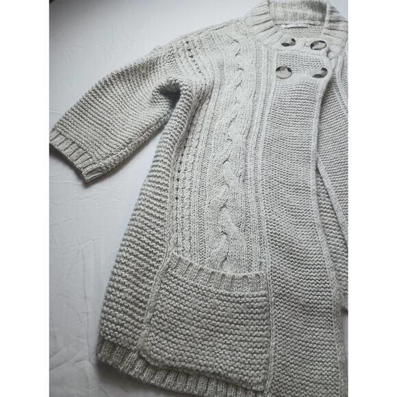 Woolworths Chunky Cable Knit Button Collar WOOL Blend Womens, Size Large Cream - Picture 2 of 6